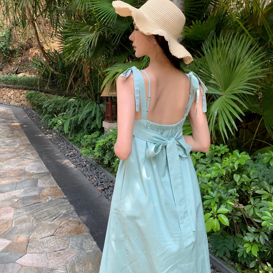 2025 romantic first love mint green suspender dress fairy super fairy summer new seaside vacation style skirt