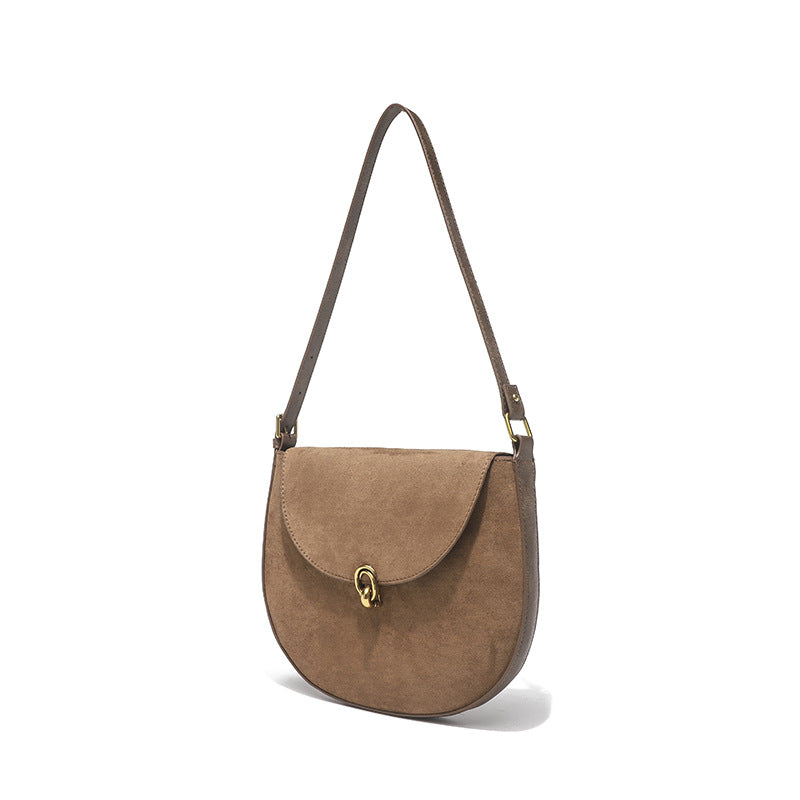 2025 Women's bag new popular fashion texture shoulder bag women's diagonal span saddle bag retro bag New source manufacturer