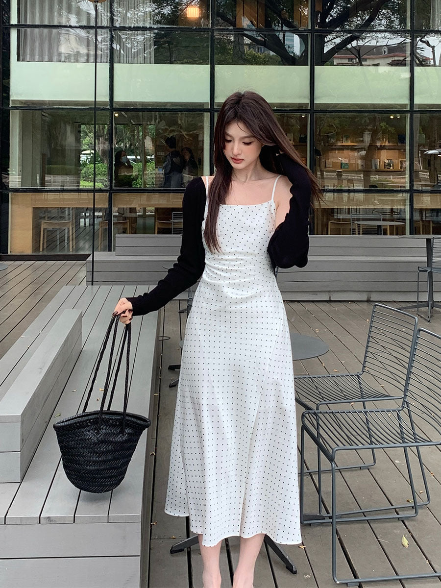 2025 spring and summer new Korean version high waist suspender dress printed pure desire vacation skirt women 88187