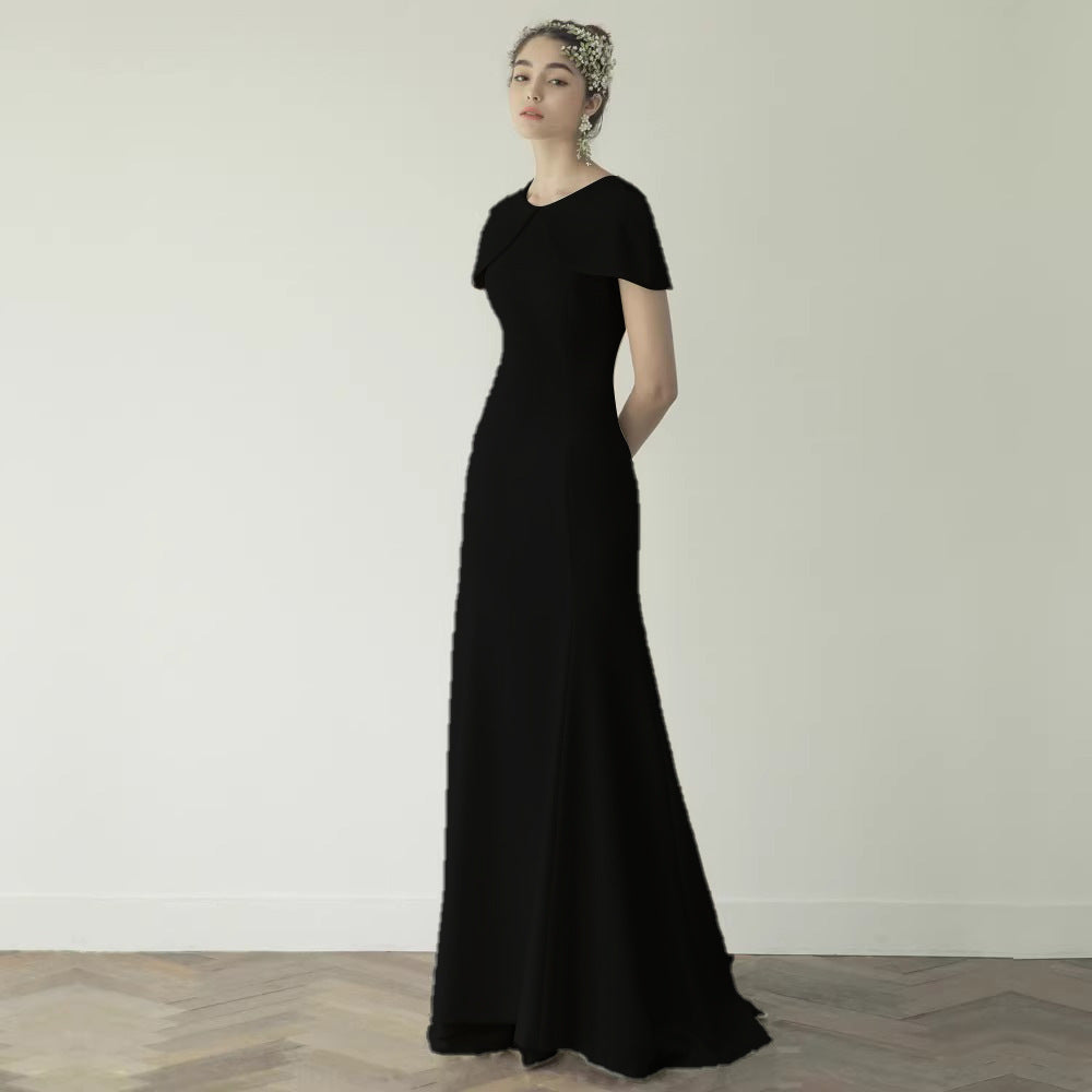 2025 temperament slim fit light wedding dress simple satin small trailing tail license travel skirt high texture fishtail skirt dress