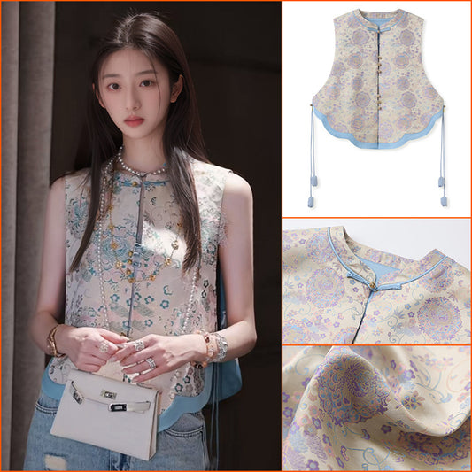 2025 spring new new Chinese style bell buckle phoenix group flower embroidery fashion national tide design vest N3004