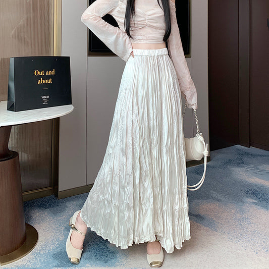 pleated dress 2025 new fat MM early spring fashion elastic waist Popular style casual a word skirt Popular trade