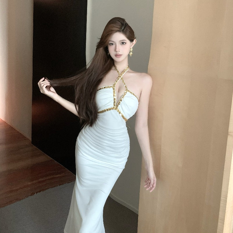Banquet Dress Women's 2025 Summer Dress New Design Sense  Spice Girl Sexy Slim Hip Wrap Birthday Dress