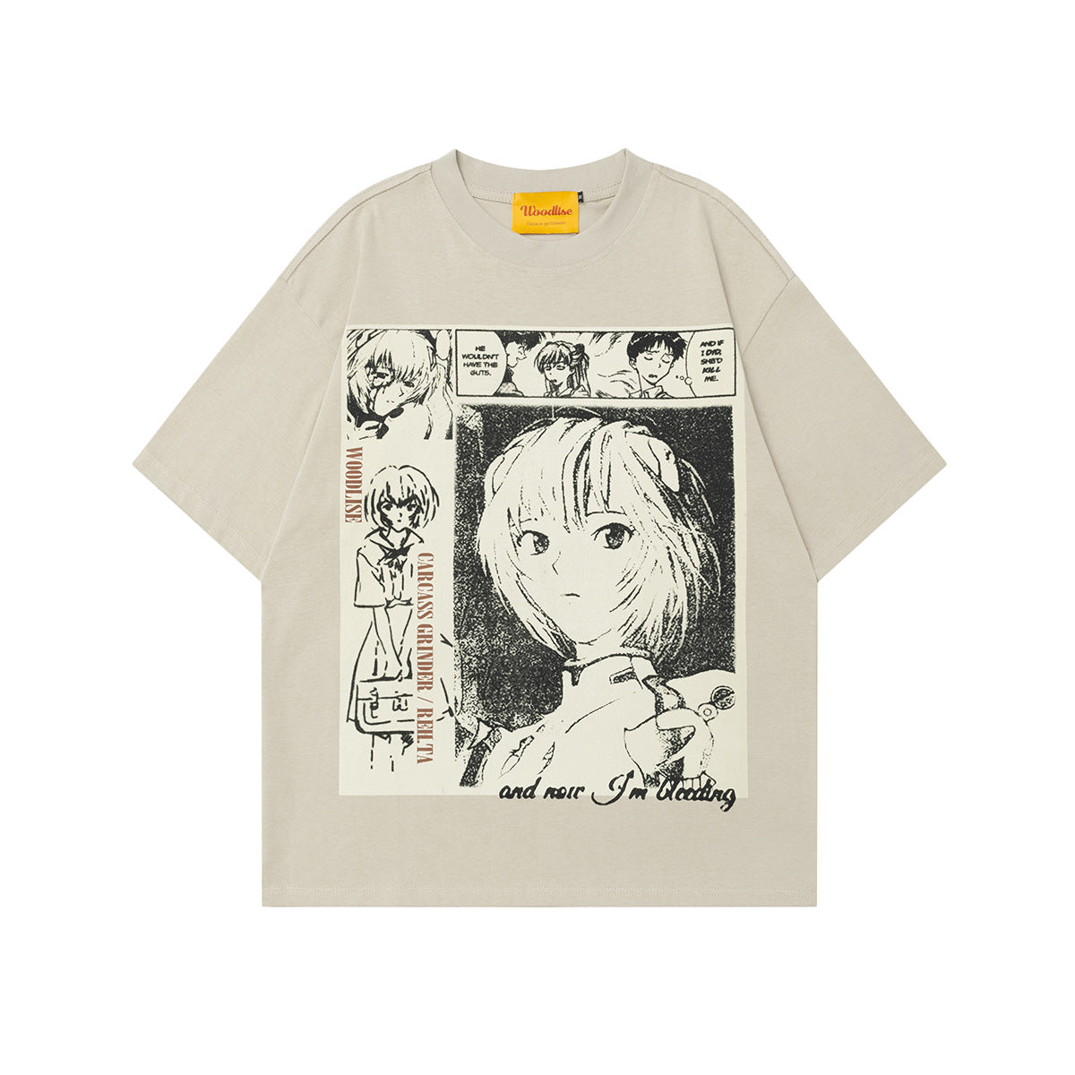 2025 WT517 2025n Street 2025 Vintage Comic Character Design Men's Loose Premium Sense Neutral Short Sleeve T-Shirt