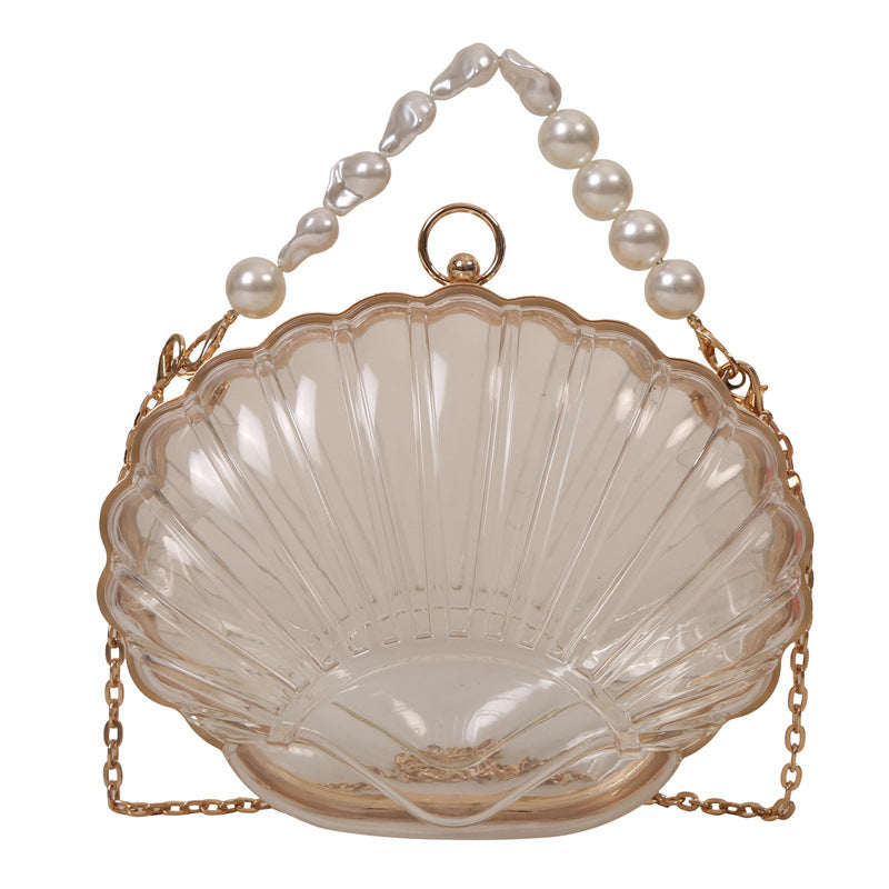 BENPAOLV 2025 new acrylic bag creative personality pearl portable shell bag Popular style dinner bag Unicom messenger bag