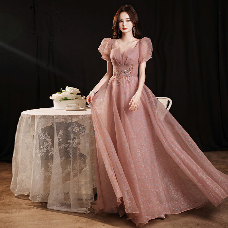 2025 Banquet small evening dress dress women's  new elegant temperament annual meeting celebrity host vocal art test dress