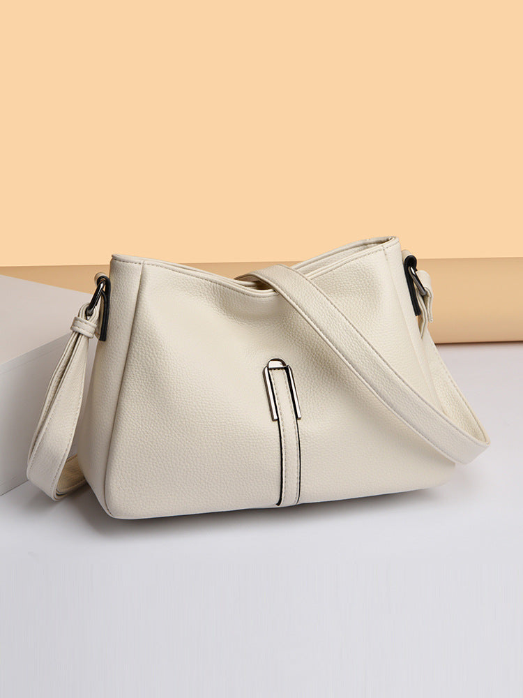 2025 Crossbody bag popular new simple temperament bag neutral soft leather texture shoulder bag large capacity work commuter bag