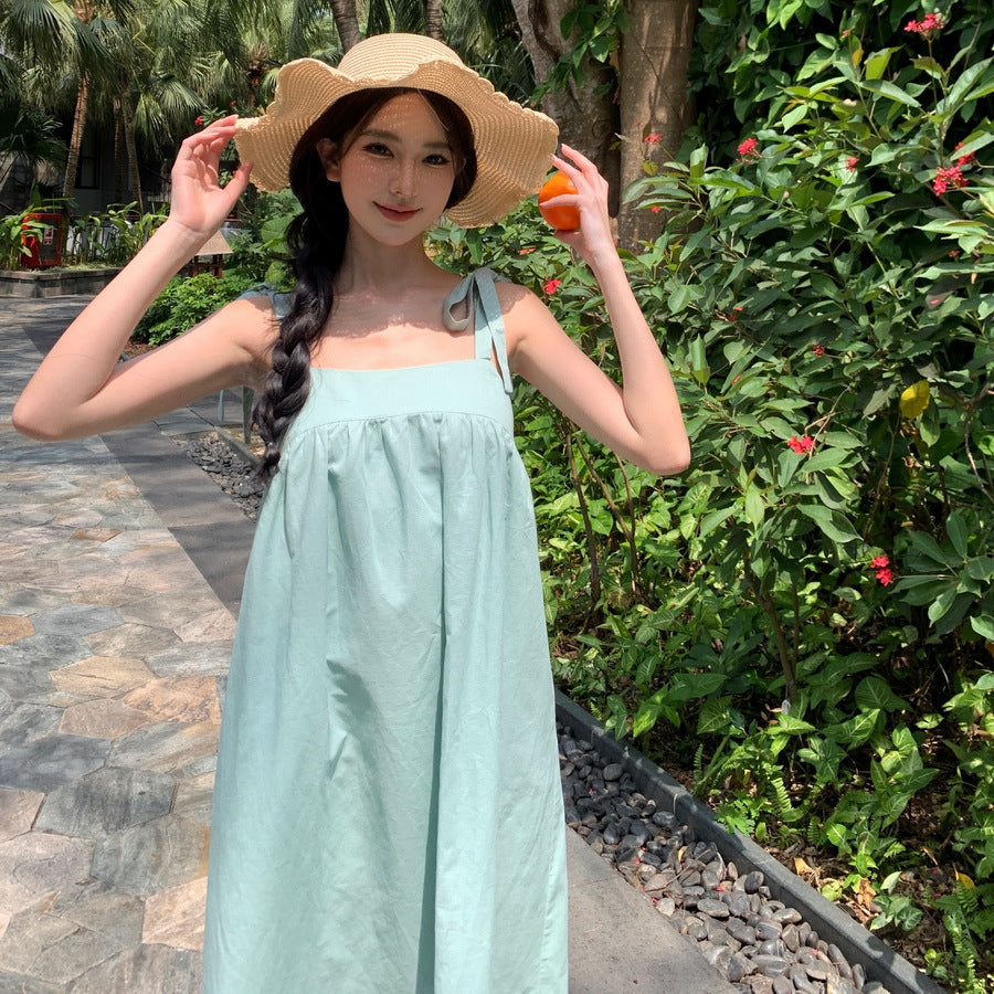 2025 romantic first love mint green suspender dress fairy super fairy summer new seaside vacation style skirt