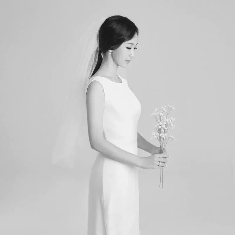 2025 New thin long light wedding dress Mori retro going out yarn bridal dress travel photography simple high-end dress skirt