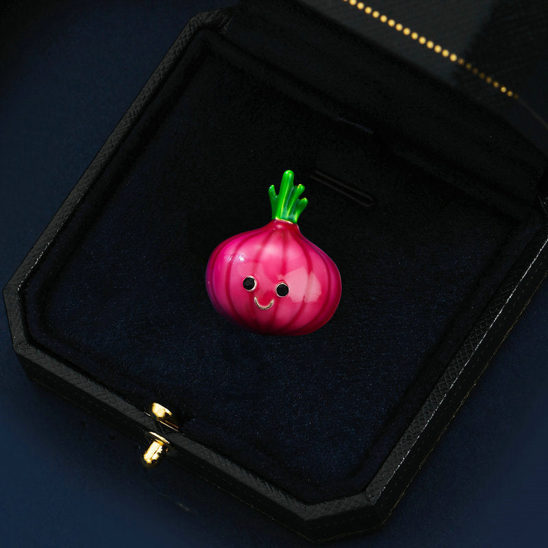 2025 New Fixed Cardigan Anti-light Pin Small Suit Collar Pin Creative Personality Design Sense Dripping Oil Onion Small Brooch