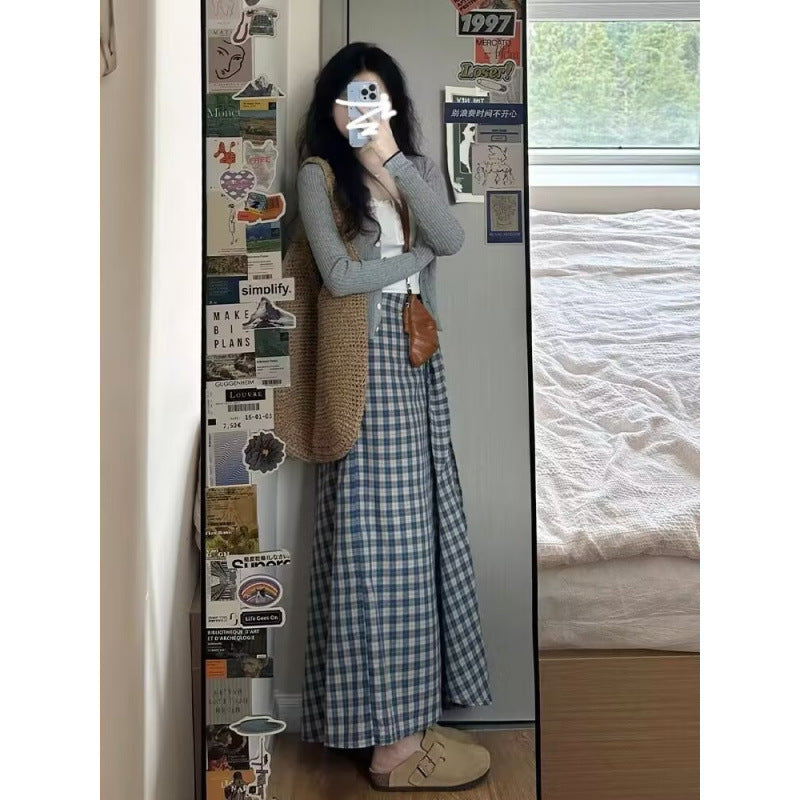 Early spring Korean atmosphere wearing plaid dress children's spring 2025 new small long dress suit skirt
