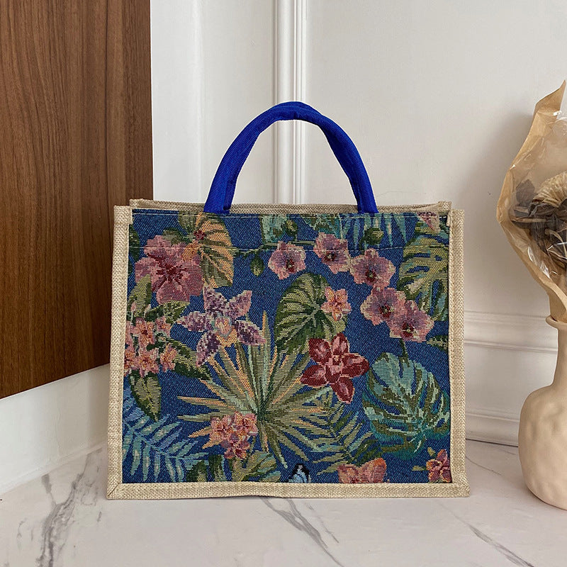New Cross-Border Color Trendy Fashionable Women's Bags Portable Big Bag Tote Bag Embroidery Embroidery Canvas Bag