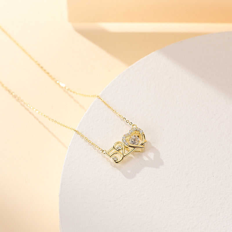 2025 S925 Silver Fashion Smart Love Digital 520 Confession Necklace Creative Fashion Versatile Beating Heart Clavicle Chain