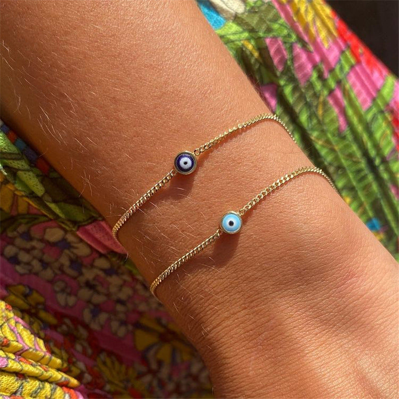 2025  MW2591 2025 Bracelet Simple Fashion Personality Trend Eyes Small Accessories Metal Thin Chain Bracelet Jewelry