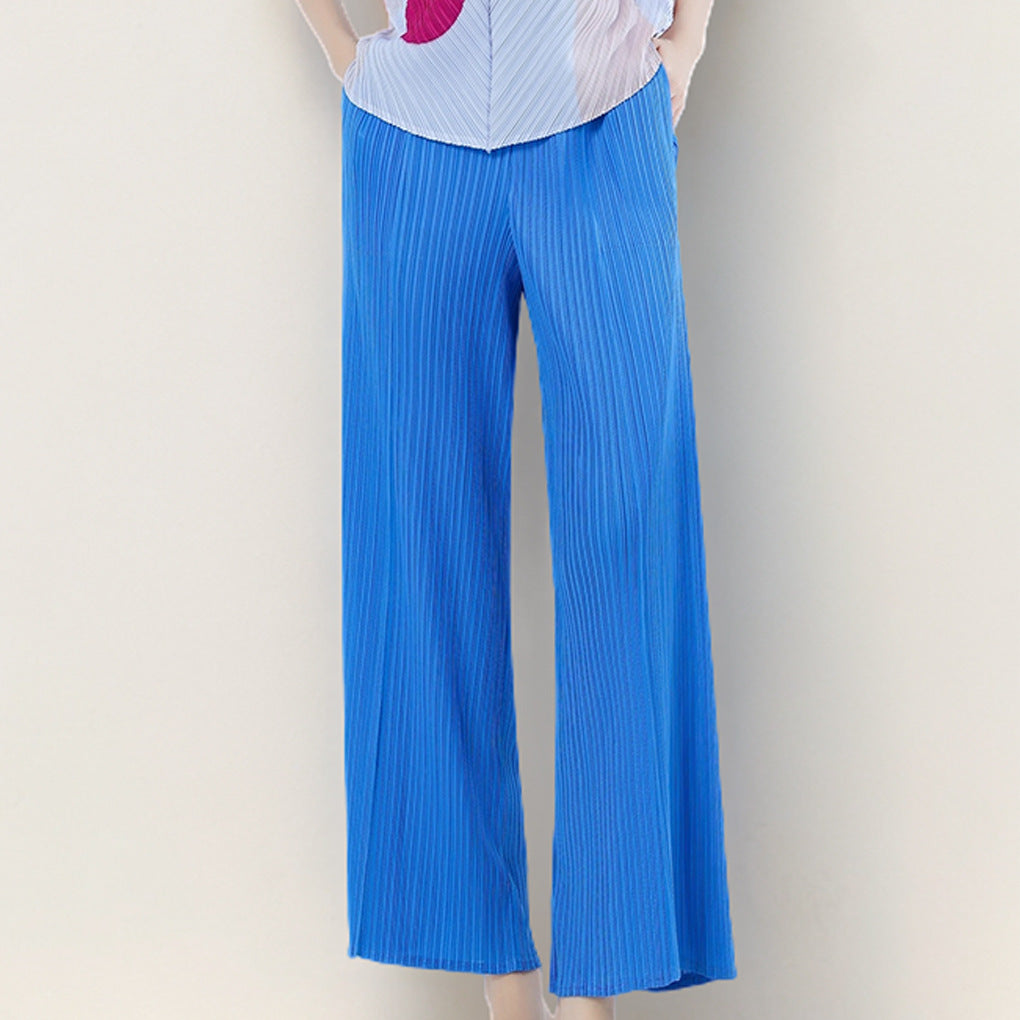2025 Fashion suit women's high-end summer printing bat sleeve short-sleeved T-shirt casual straight-leg pants two-piece set