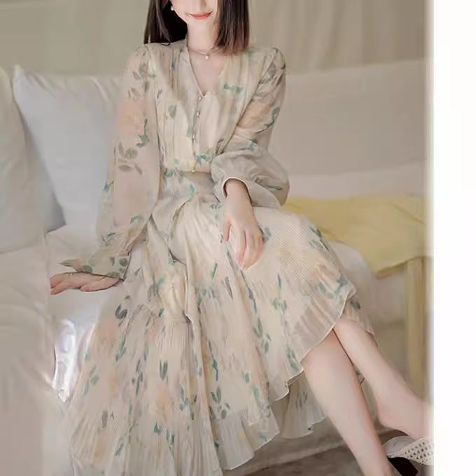 2025 Women's early spring clothing  new set of gentle and fresh age-reducing floral dress two-piece set