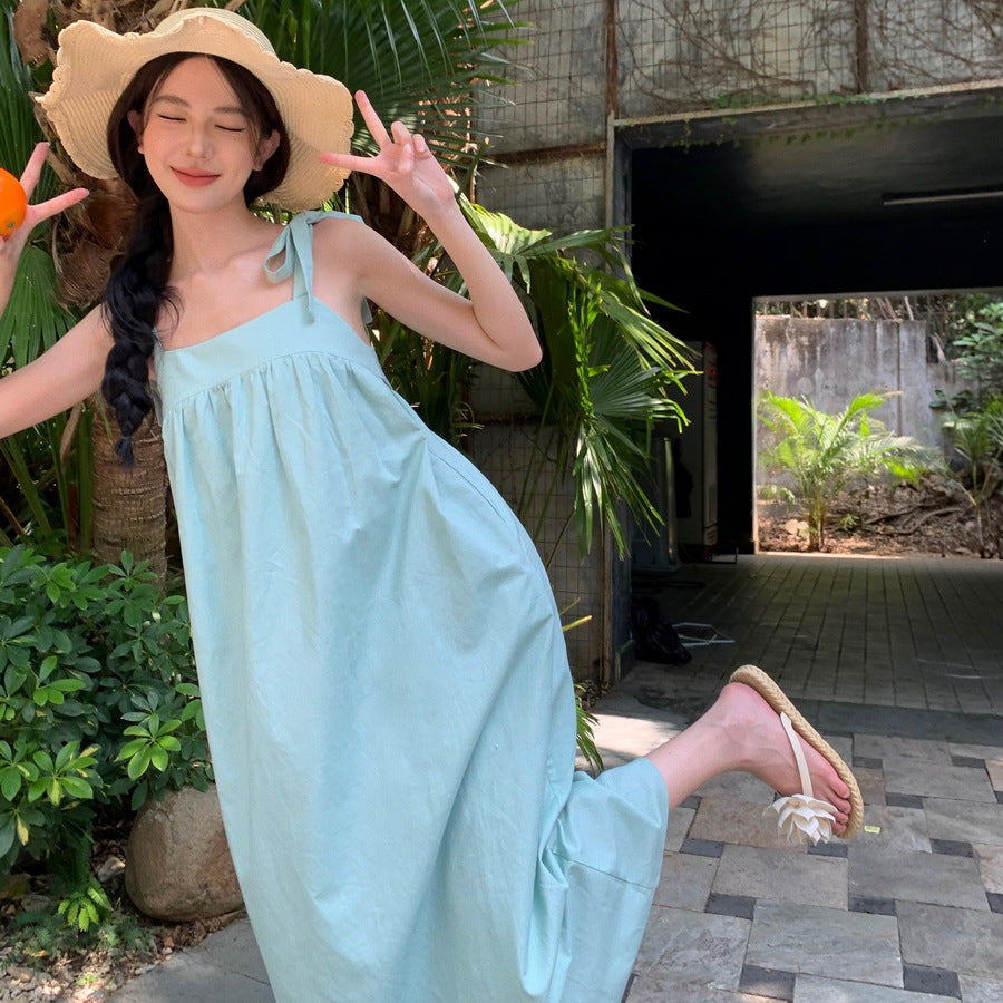 2025 romantic first love mint green suspender dress fairy super fairy summer new seaside vacation style skirt