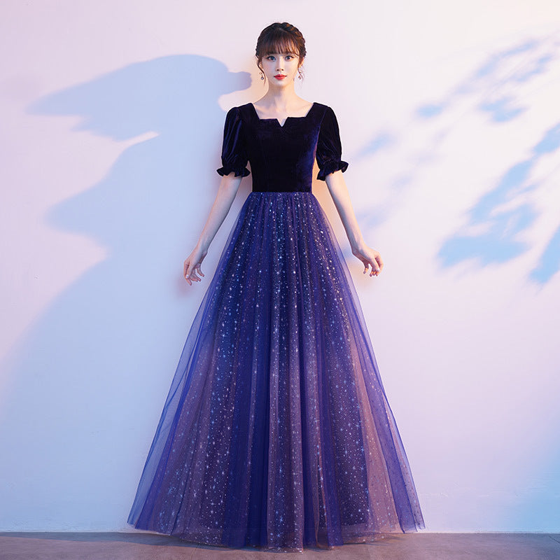 2025 Chorus performance uniform women's long dress new host middle school student choir art examination long adult ceremony evening dress