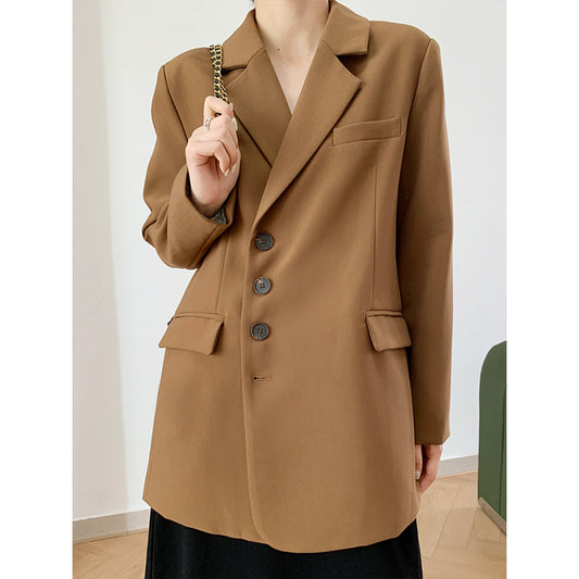 2025 2025 spring blazer women's irregular niche design sense loose Hong Kong style Korean version suit top 8160