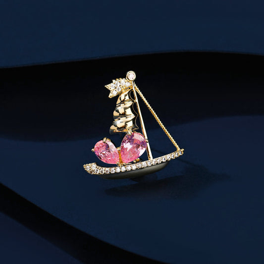 2025 Niche design sense suit collar pin cardigan anti-light pin creative design sense smooth sailing small brooch