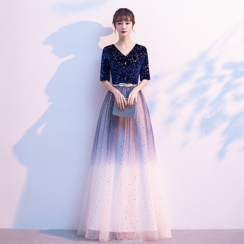 2025 Chorus performance uniform women's long dress new host middle school student choir art examination long adult ceremony evening dress