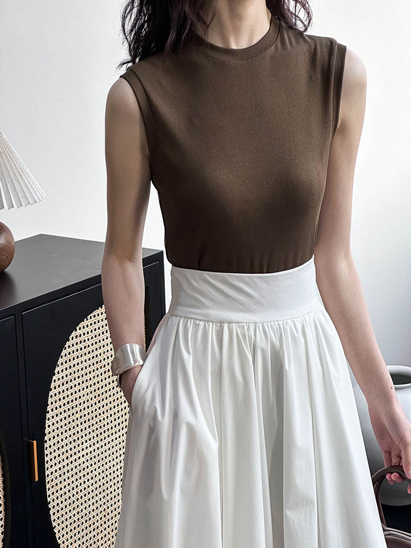 2025 Orange Zhi crew neck sling vest women's popular spring new outer wear inside  simple sleeveless bottoming shirt 2922