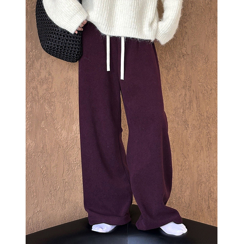 2025 popular autumn and winter new Korean version of casual versatile glutinous rice pants elastic waist sports wide-leg pants 11576