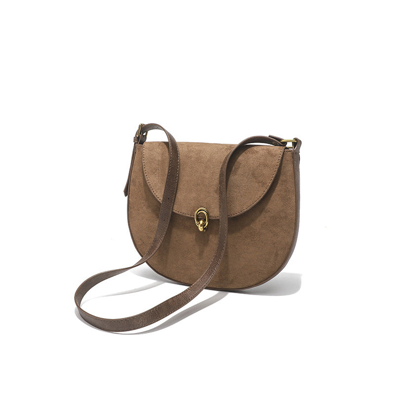 2025 Women's bag new popular fashion texture shoulder bag women's diagonal span saddle bag retro bag New source manufacturer