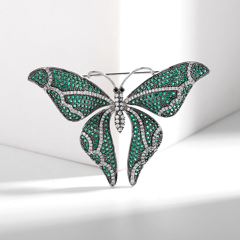 2025 Factory direct sales zircon inlaid  elegant fashion temperament high-end corsage dinner dress with butterfly brooch