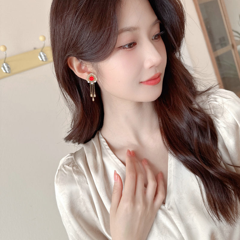 2025 Light luxury new long fringed earrings s925 silver needle zircon high-end earrings women's versatile temperament design earrings