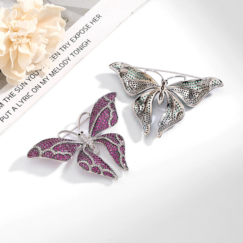 2025 Factory direct sales zircon inlaid  elegant fashion temperament high-end corsage dinner dress with butterfly brooch