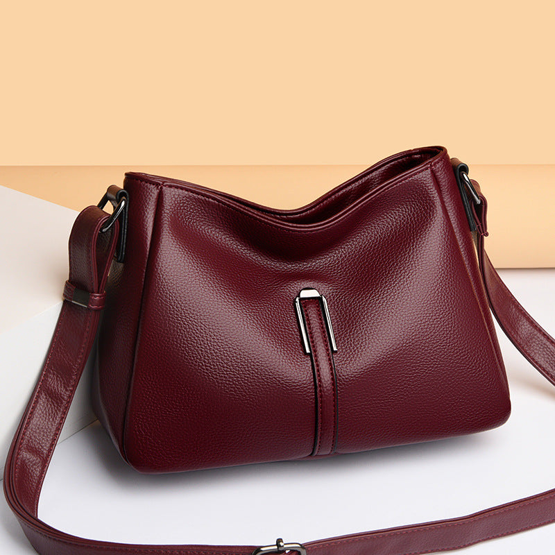 2025 Crossbody bag popular new simple temperament bag neutral soft leather texture shoulder bag large capacity work commuter bag