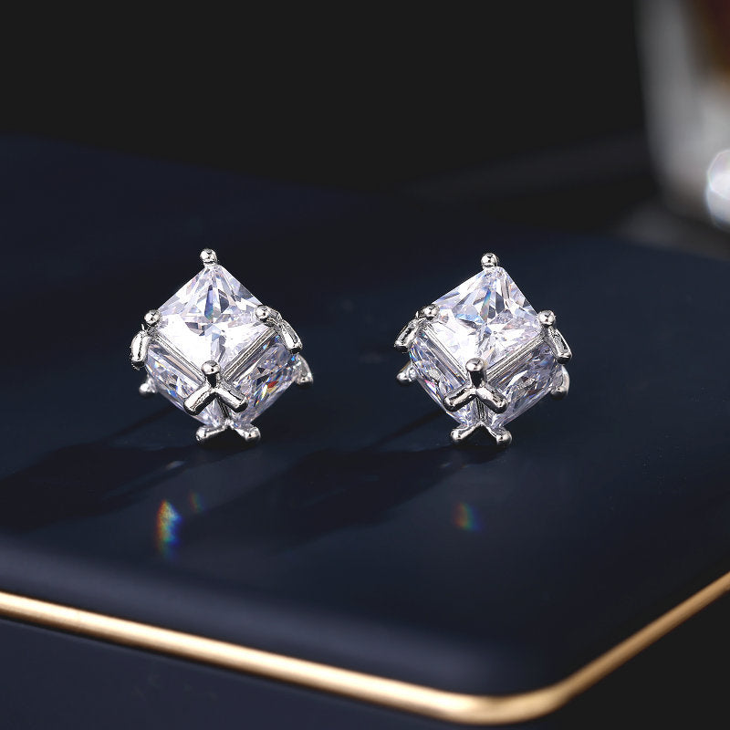 2025 S925 silver needle niche design earrings tide super fairy temperament simple versatile high sense magic color gradual change sugar stud earrings