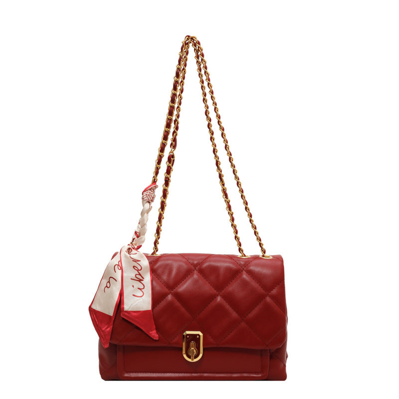BENPAOLV 2025 Fashion classic embroidery thread rhombus small square bag texture chain shoulder bag new small fragrant style large capacity simple messenger