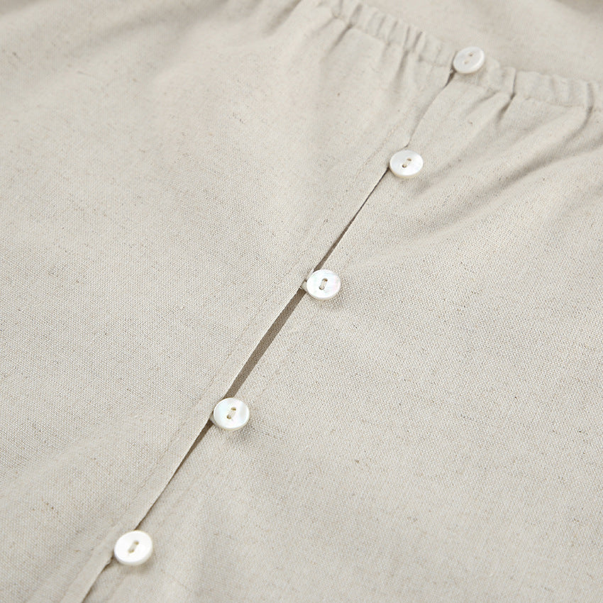 2025 cotton and linen square neck suspender high waist dress popular  summer fashion new New wholesale short skirt women