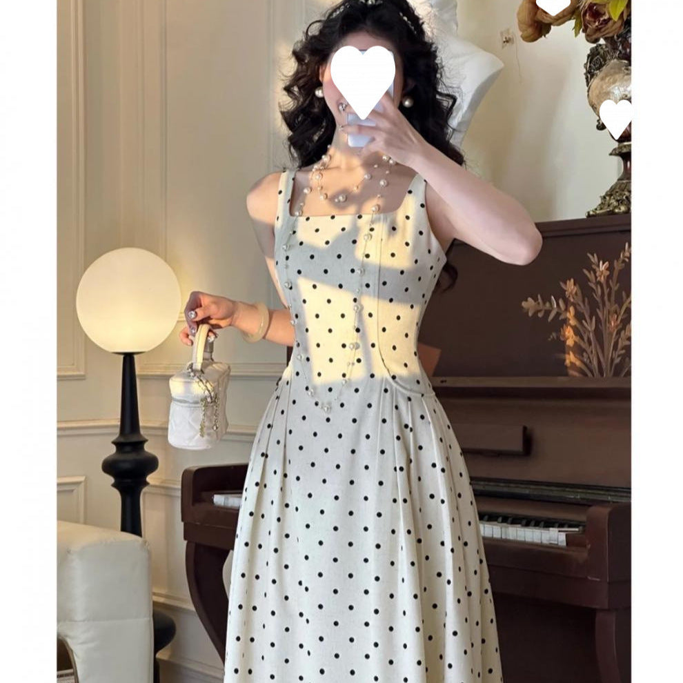 2025 summer new tea party early spring  retro polka dot summer seaside vacation fairy dress