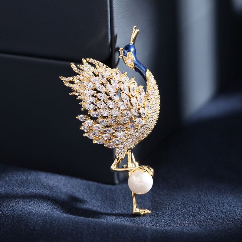 2025 New personalized creative design sense Firebird high-end luxury corsage Korean atmospheric cheongsam dress with brooch women