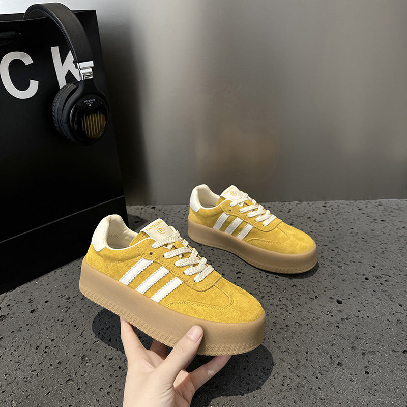 2025  Leather platform German training shoes women's popular spring and summer new Korean version color matching breathable casual fashion popular sports shoes