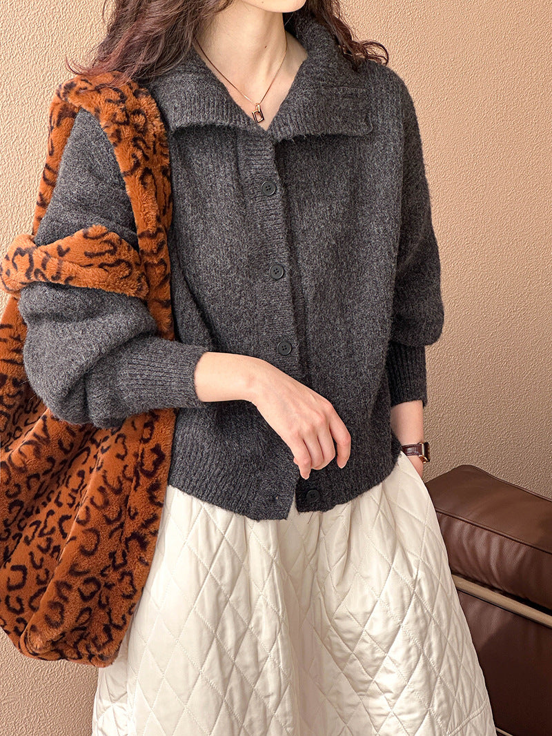 2025 popular autumn and winter new cardigan sweater jacket women's Korean version of high-end semi-turtleneck knitted sweater Y942