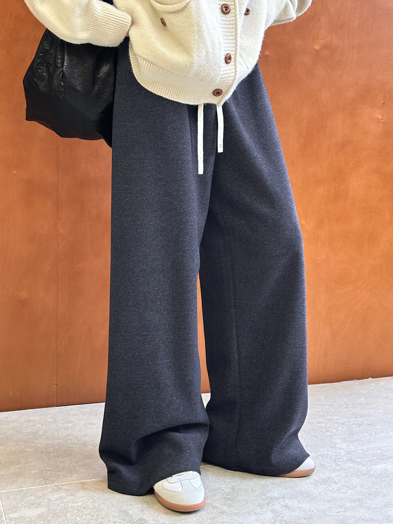 2025 popular autumn and winter new Korean version of casual versatile glutinous rice pants elastic waist sports wide-leg pants 11576