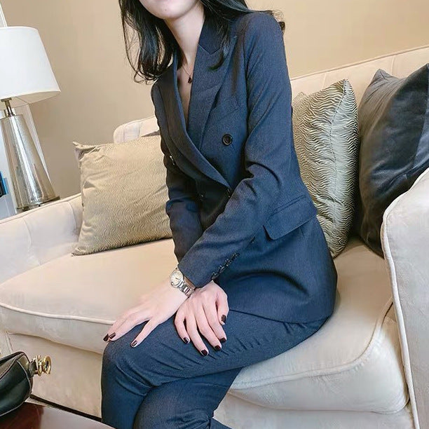 White-collar professional suit women's 2025 spring and autumn new OL temperament slim Hong Kong style suit top trousers two-piece suit