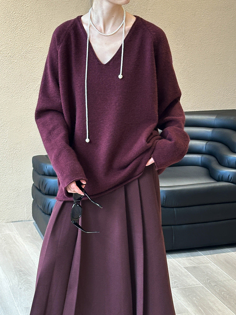 2025 popular autumn and winter new design sense Korean loose knitted sweater base wear versatile sweater A82