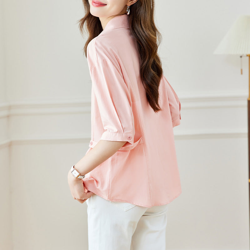 direct sales pure cotton short-sleeved shirt women's  summer new commuter Korean version chic Popular-style top women