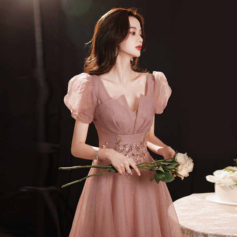 2025 Banquet small evening dress dress women's  new elegant temperament annual meeting celebrity host vocal art test dress