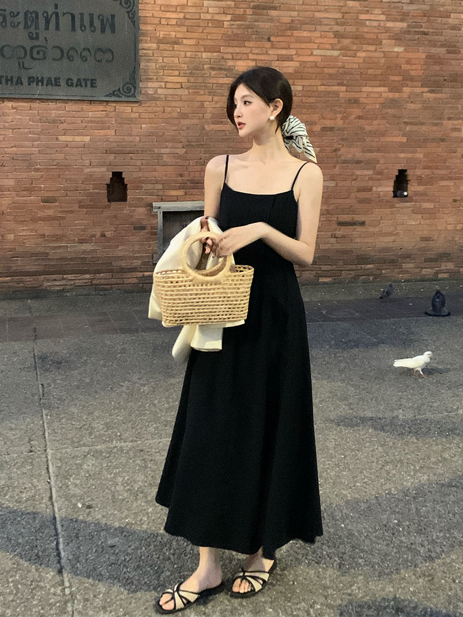 2025 spring and summer new high-waisted temperament elegant suspender dress high-end long dress children 88210