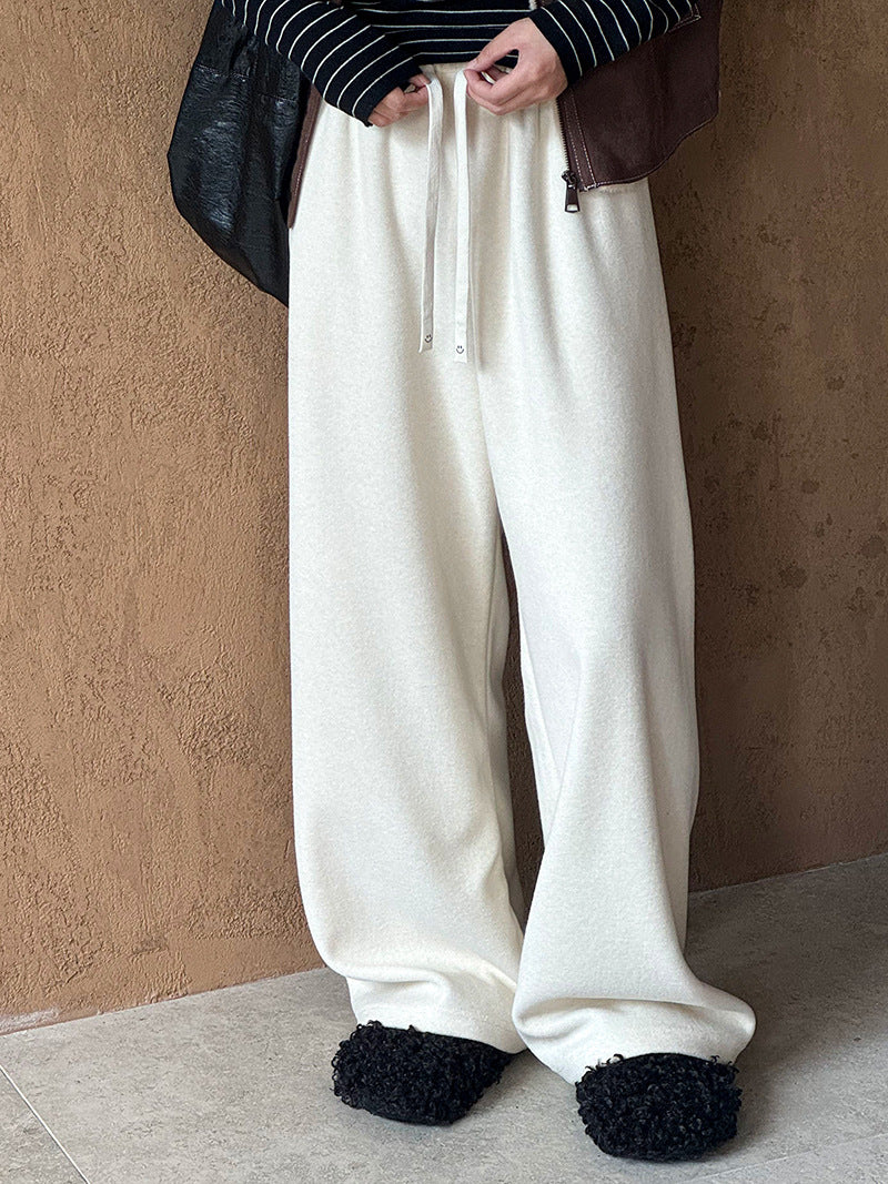 2025 popular autumn and winter new Korean version of casual versatile glutinous rice pants elastic waist sports wide-leg pants 11576