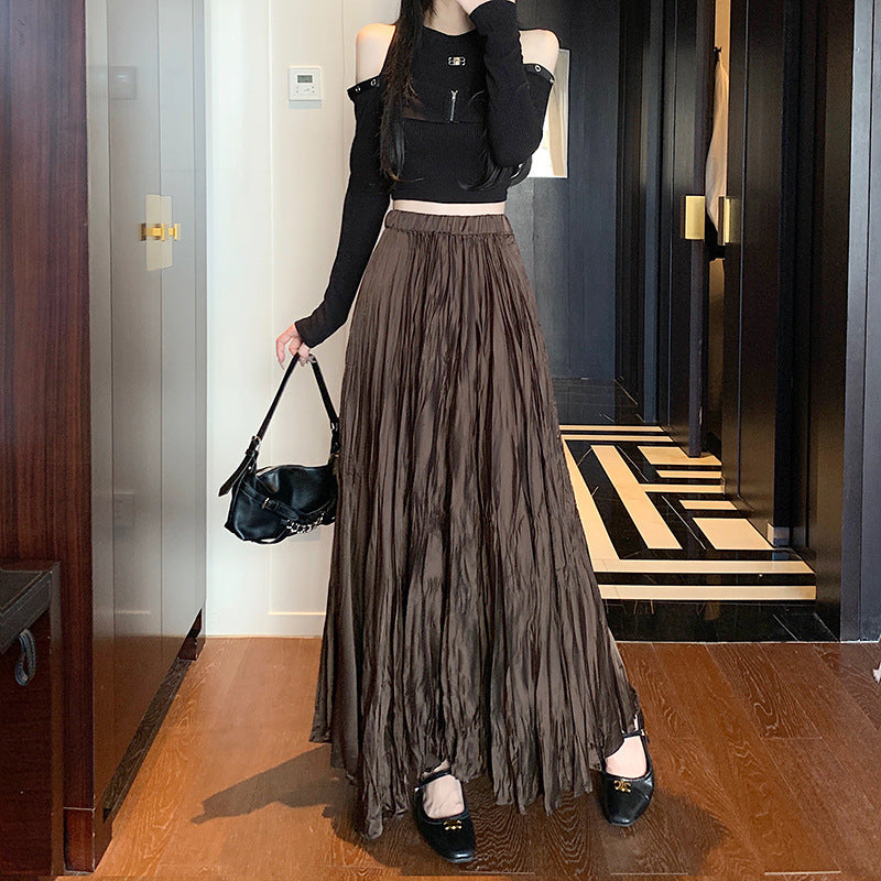 pleated dress 2025 new fat MM early spring fashion elastic waist Popular style casual a word skirt Popular trade