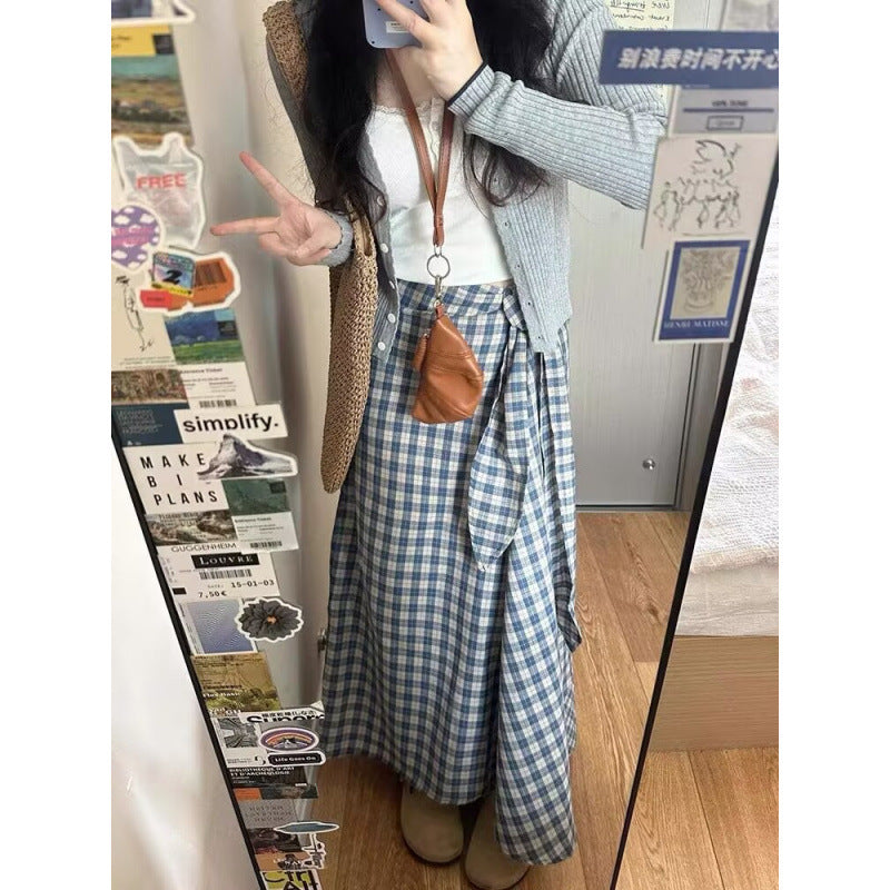 Early spring Korean atmosphere wearing plaid dress children's spring 2025 new small long dress suit skirt