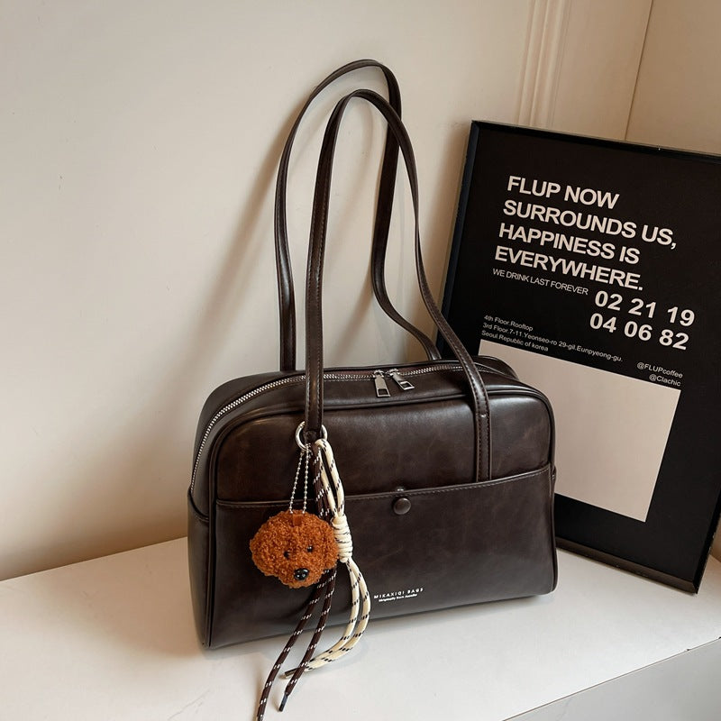BENPAOLV 2025 Bag Women's popular New Trendy Versatile Shoulder Bag Premium Sense Retro Large Capacity Women's Bag Commuter Boston Bag