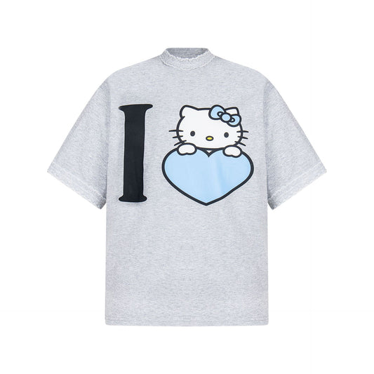 2025 3637 2025n street neutral retro KT cat niche design men's loose high-end heavy short-sleeved T-shirt